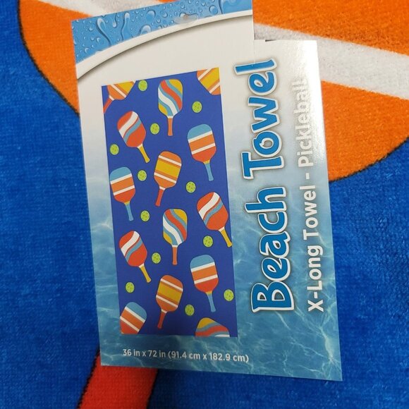Pickle Ball Beach Towel Xtra Long Swim Pool 36 x 72 Inches New w Tags - Picture 2 of 3